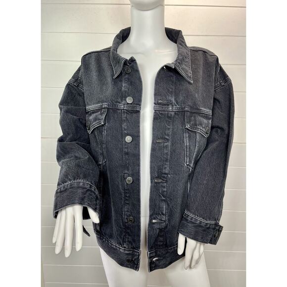 NWT $248 Anthropologie Edwin Alexa Irony Denim Trucker Jacket  Black SM,L,XL - Picture 6 of 8